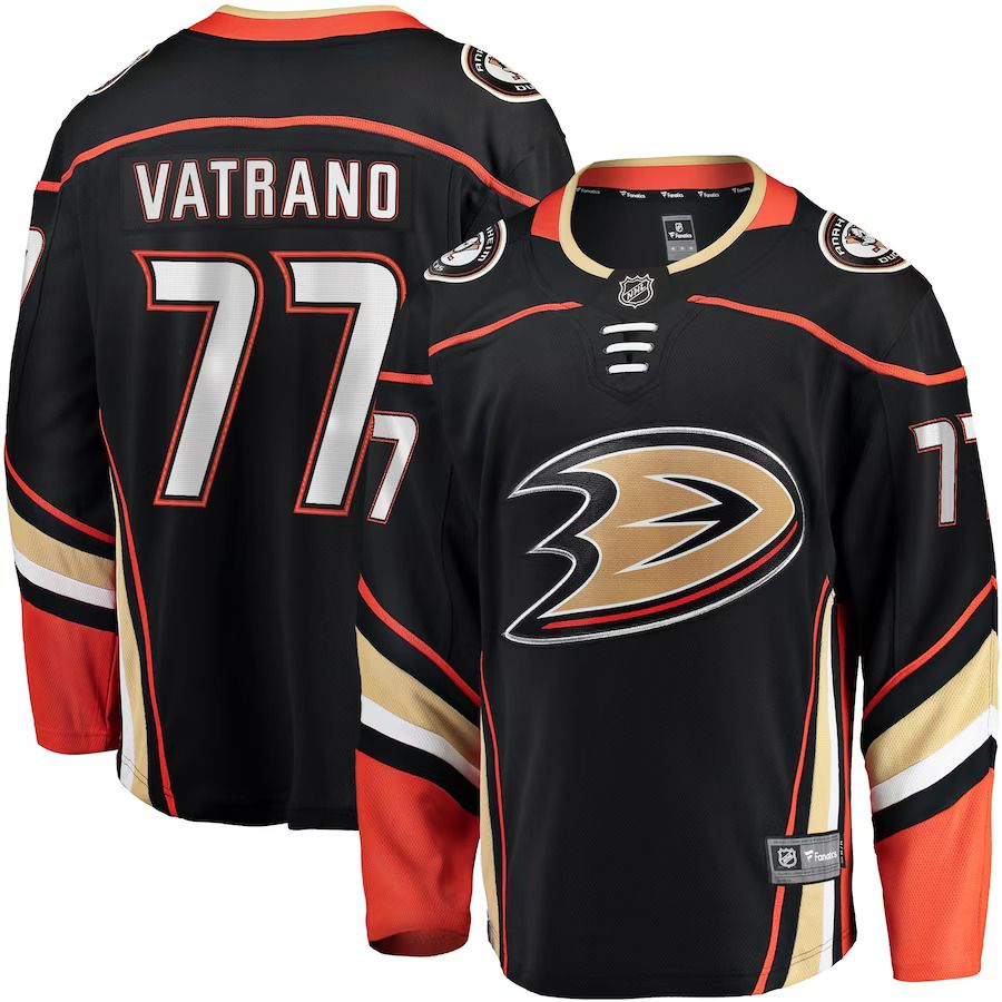 Men Anaheim Ducks #77 Frank Vatrano Fanatics Branded Black Home Breakaway Player NHL Jersey->women nhl jersey->Women Jersey
